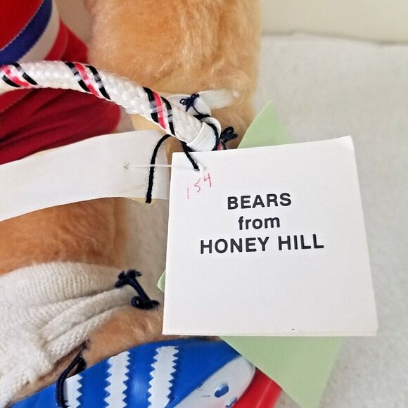 Athlete bear jump rope‎ 16" Plush Dolly Aumiller Jane 1985 honey hill red white - Picture 8 of 12